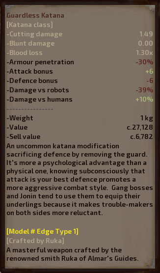 Guardless Katana Edge Type 1